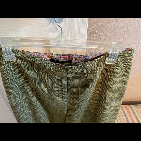Etcetera Olive Tweed fully lined cuffed ankle pants. - Picture 4 of 5